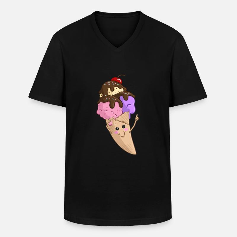 Eis in der Waffel - Männer-T-Shirt mit V-Ausschnitt - Schwarz