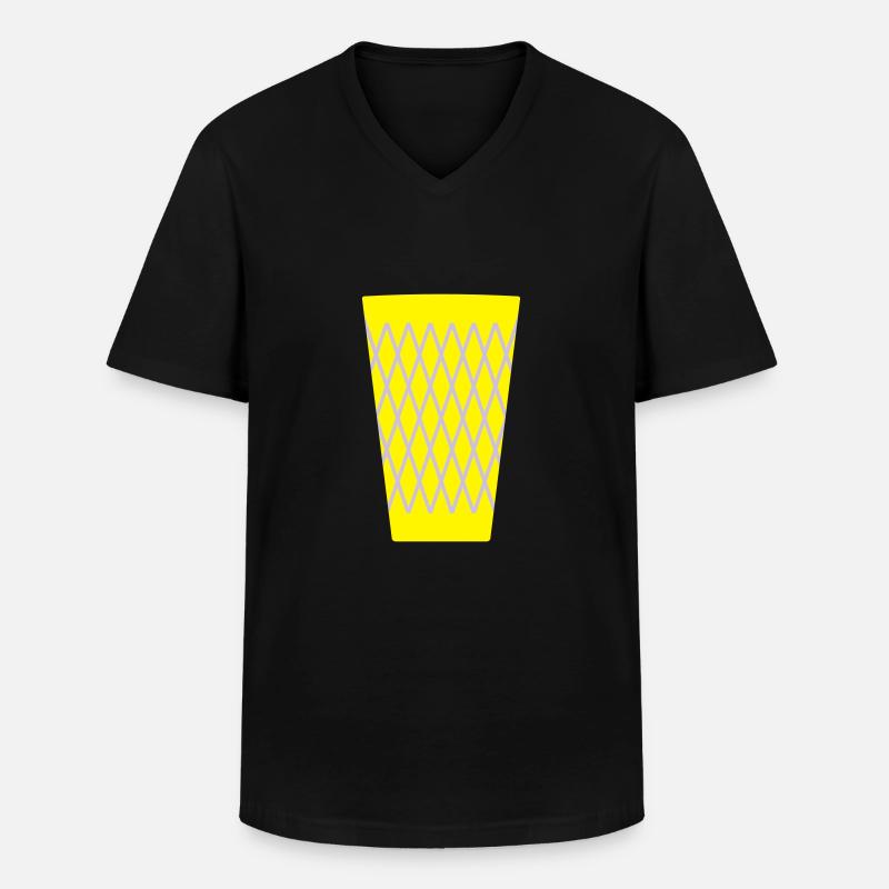 Apfelwein Glas _Geripptes - Männer-T-Shirt mit V-Ausschnitt - Schwarz