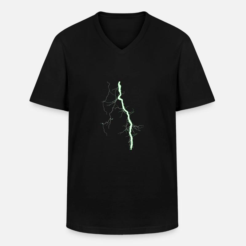 Blitz grün - Männer-T-Shirt mit V-Ausschnitt - Schwarz