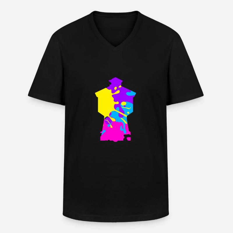 Wasserturm Langeoog bunt - Männer-T-Shirt mit V-Ausschnitt - Schwarz