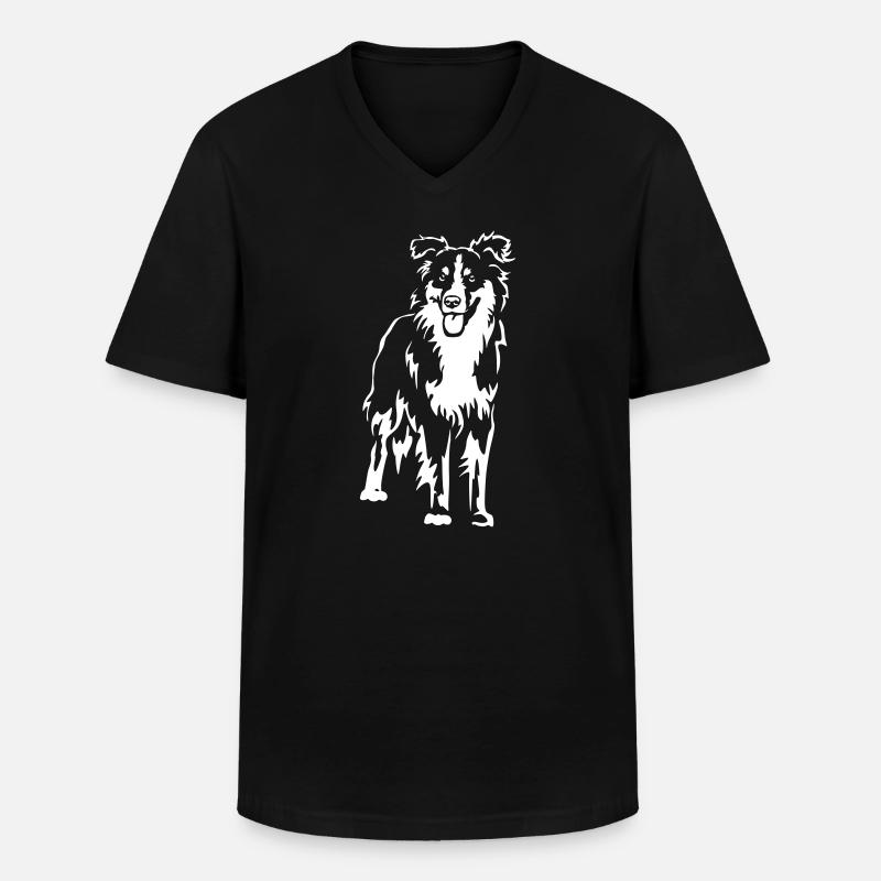 Australian Shepherd "Black Edition" - Männer-T-Shirt mit V-Ausschnitt - Schwarz