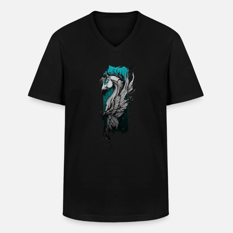 Himmlisches Ross: Geflügeltes Pferd schwebt - Männer-T-Shirt mit V-Ausschnitt - Schwarz