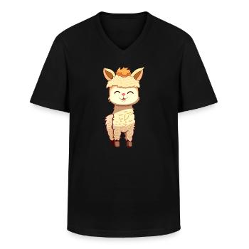 Alpaca - Men's V-Neck T-Shirt - black - Front - AI Model Male 178 dark (178cm)