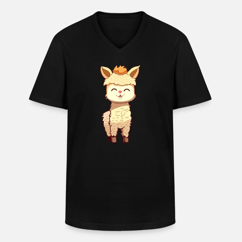Alpaka - Männer-T-Shirt mit V-Ausschnitt - Schwarz