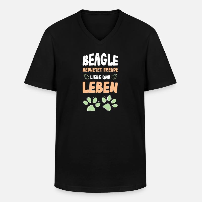Beagle Liebe Leben - Männer-T-Shirt mit V-Ausschnitt - Schwarz