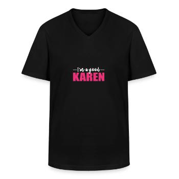 Karen - T-shirt col V Homme - noir - Devant - AI Model Male 178 dark (178cm)