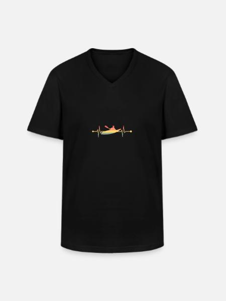 Kayaking Kayaking Heartbeat - Men's V-Neck T-Shirt - black