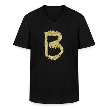 Lettre B Nom du cadeau - T-shirt col V Homme - noir - Devant - AI Model Male 178 dark (178cm)