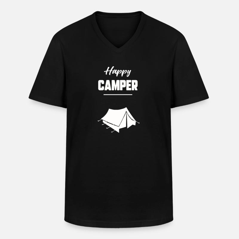 Glücklicher Camper - Männer-T-Shirt mit V-Ausschnitt - Schwarz