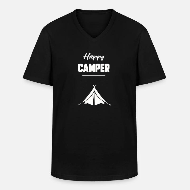 Glücklicher Camper - Männer-T-Shirt mit V-Ausschnitt - Schwarz