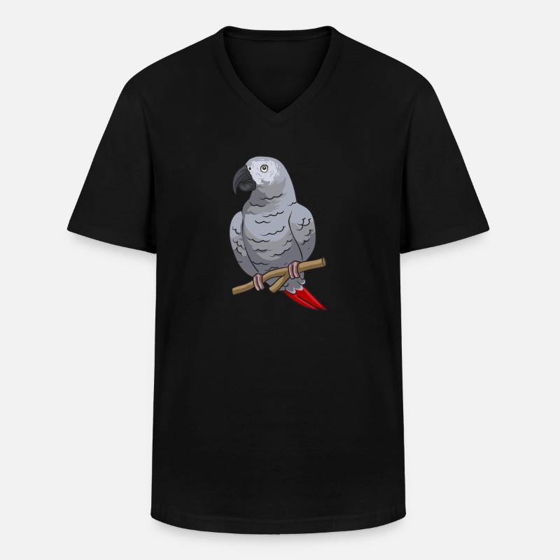 Graupapagei African Grey Parrot Papagei - Männer-T-Shirt mit V-Ausschnitt - Schwarz