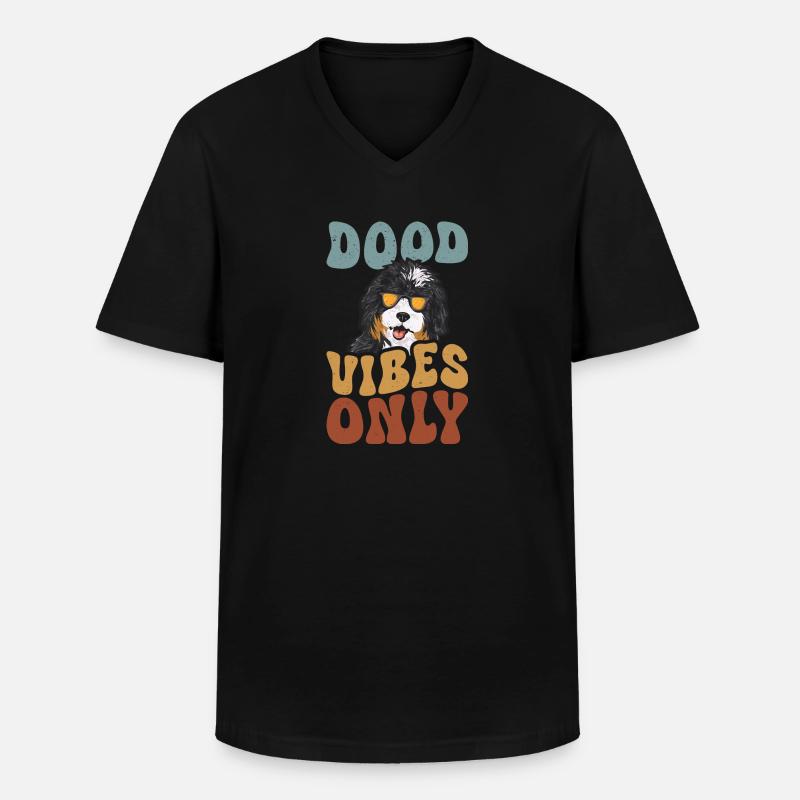Bernedoodle Hund - Männer-T-Shirt mit V-Ausschnitt - Schwarz