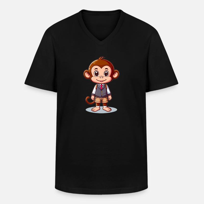 Cute Schoolboy Monkey - Männer-T-Shirt mit V-Ausschnitt - Schwarz