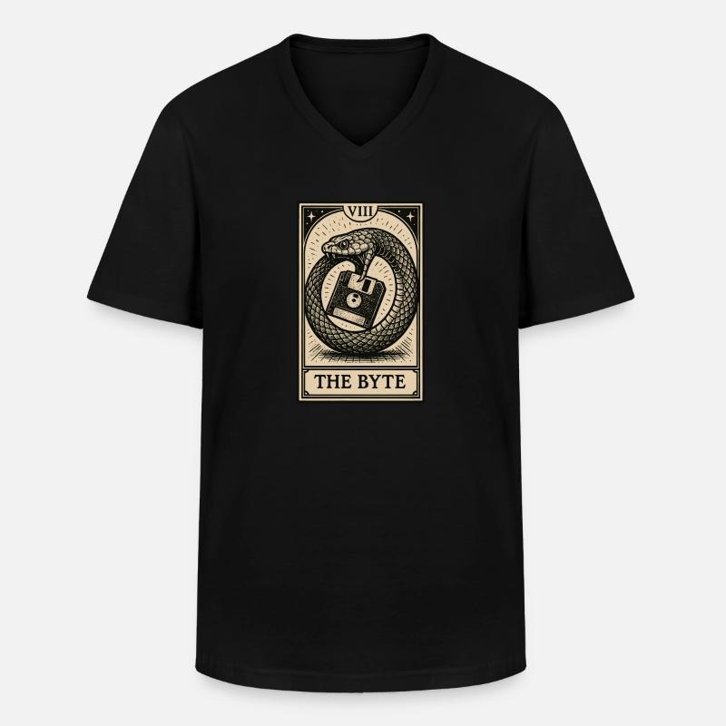 Data Hoarding Tarot – Das Byte - Männer-T-Shirt mit V-Ausschnitt - Schwarz