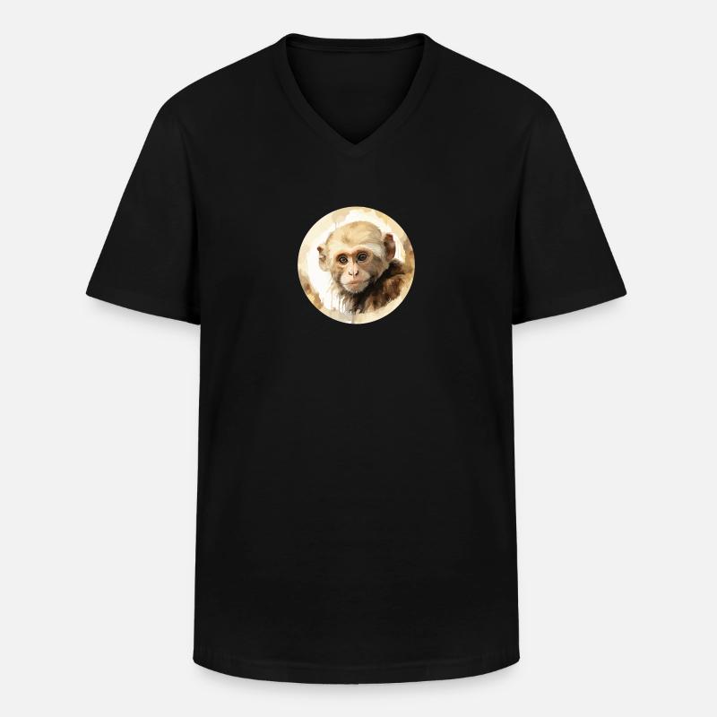 Kapuzineräffchen - Männer-T-Shirt mit V-Ausschnitt - Schwarz
