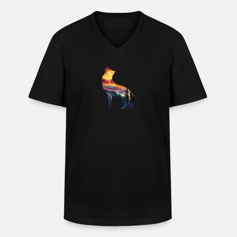 Timber wolf - Männer-T-Shirt mit V-Ausschnitt - Schwarz