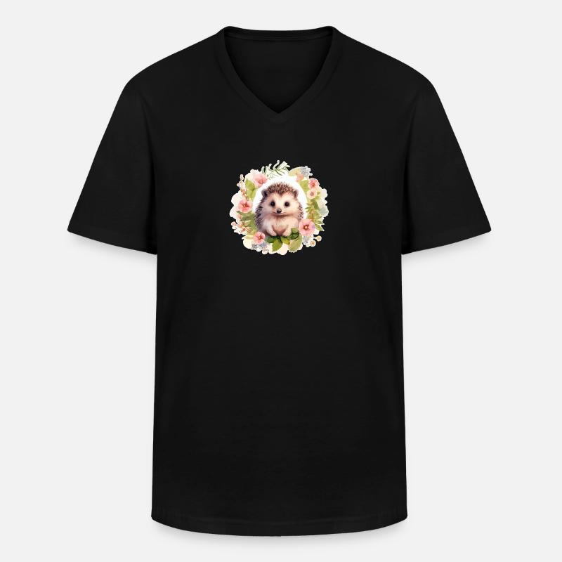 Süßer Igel - Männer-T-Shirt mit V-Ausschnitt - Schwarz