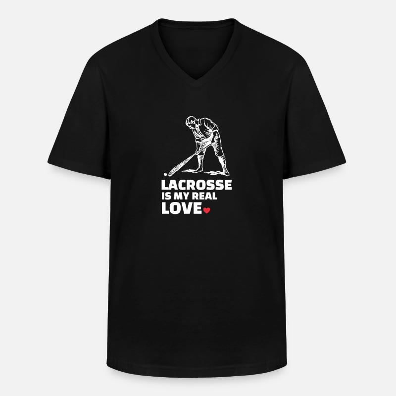Ich Liebe Lacrosse - Männer-T-Shirt mit V-Ausschnitt - Schwarz