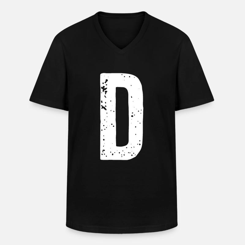 D-Buchstabe - Männer-T-Shirt mit V-Ausschnitt - Schwarz