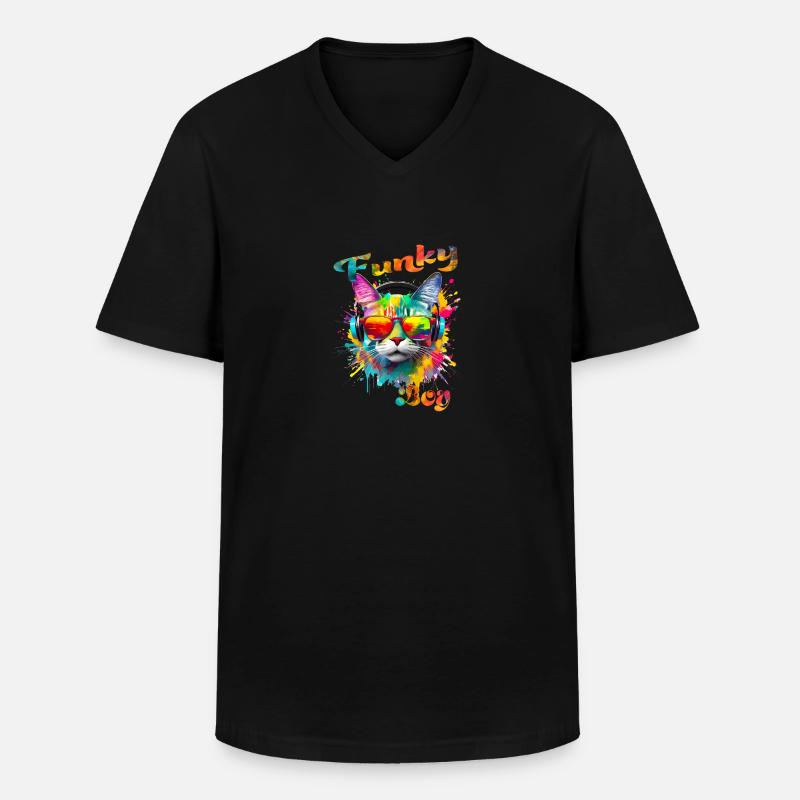 Funky Boy Chat - Männer-T-Shirt mit V-Ausschnitt - Schwarz
