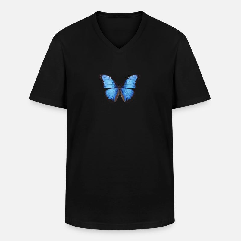 Blauer Morpho-Schmetterling - Männer-T-Shirt mit V-Ausschnitt - Schwarz
