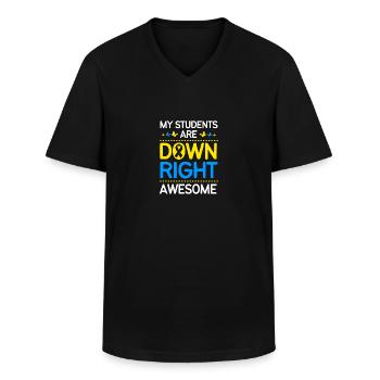 Down Syndrom T21 Chromosom Trisomie - Männer-T-Shirt mit V-Ausschnitt - Schwarz - Vorne - AI Model Male 178 dark (178cm)