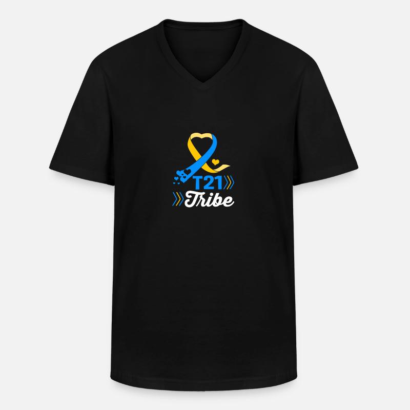 Down Syndrom - Männer-T-Shirt mit V-Ausschnitt - Schwarz