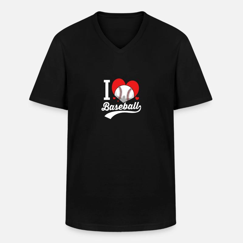 Baseball - Männer-T-Shirt mit V-Ausschnitt - Schwarz
