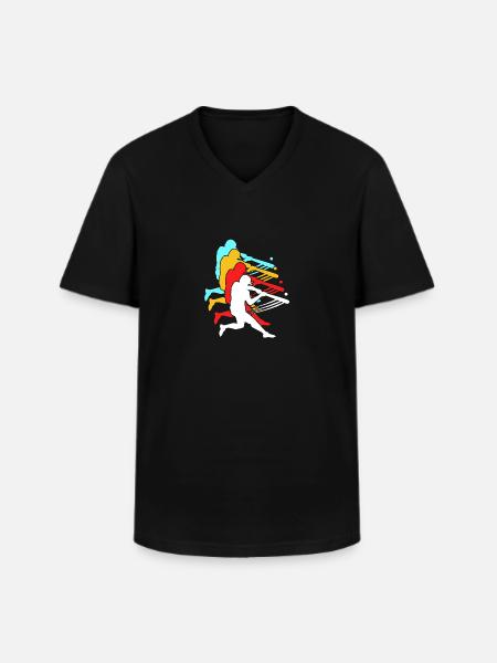 Baseball - Männer-T-Shirt mit V-Ausschnitt - Schwarz