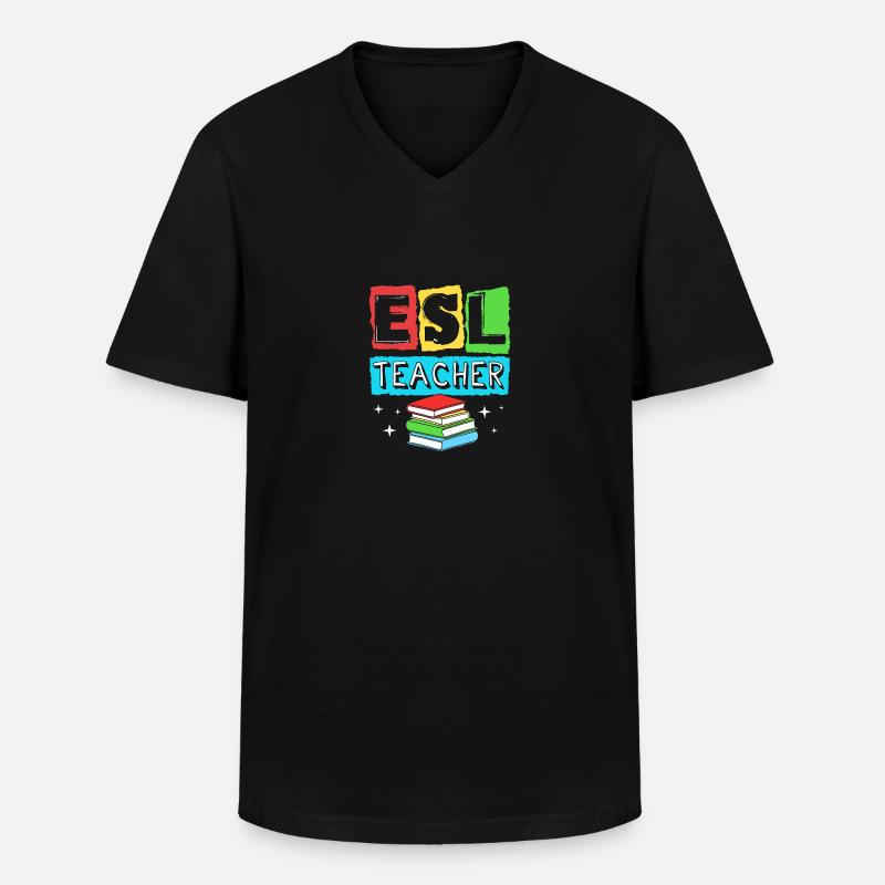 Englischlehrerin Englisch Lehrer - Männer-T-Shirt mit V-Ausschnitt - Schwarz
