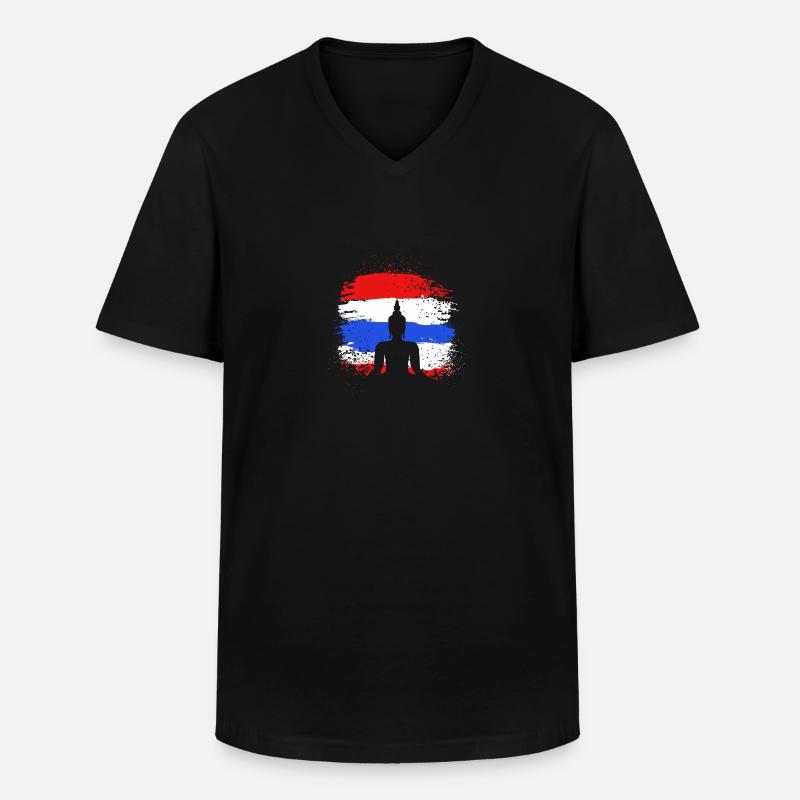Thailand - Männer-T-Shirt mit V-Ausschnitt - Schwarz