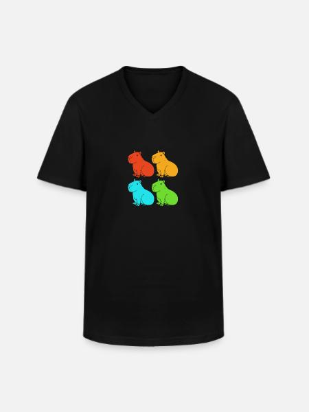 Capybara - T-shirt col V Homme - noir