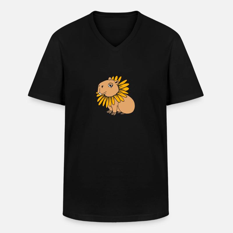 Capybara - Männer-T-Shirt mit V-Ausschnitt - Schwarz