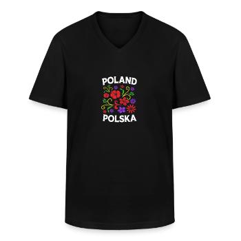 Poland Polish - Men's V-Neck T-Shirt - black - Front - AI Model Male 178 dark (178cm)
