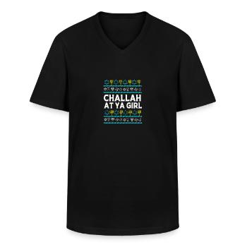 Hanoucca - T-shirt col V Homme - noir - Devant - AI Model Male 178 dark (178cm)