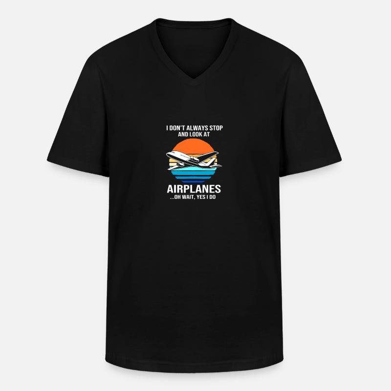 Pilot Flugzeug - Männer-T-Shirt mit V-Ausschnitt - Schwarz
