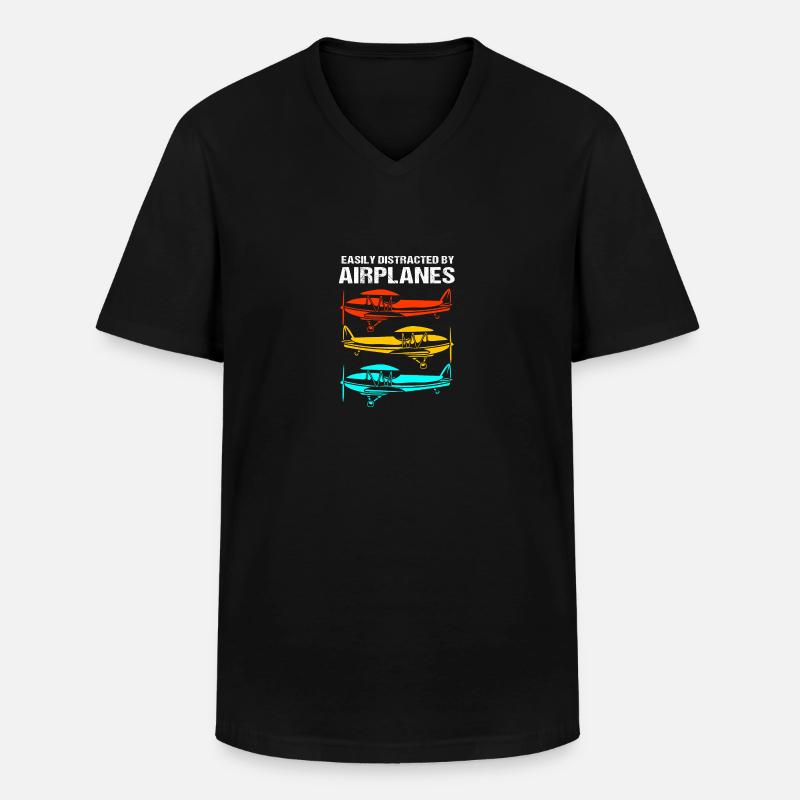 Pilot Flugzeug - Männer-T-Shirt mit V-Ausschnitt - Schwarz