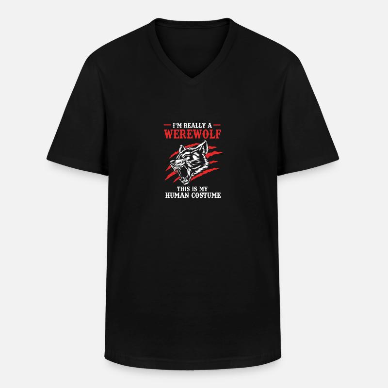 Werwolf - Männer-T-Shirt mit V-Ausschnitt - Schwarz