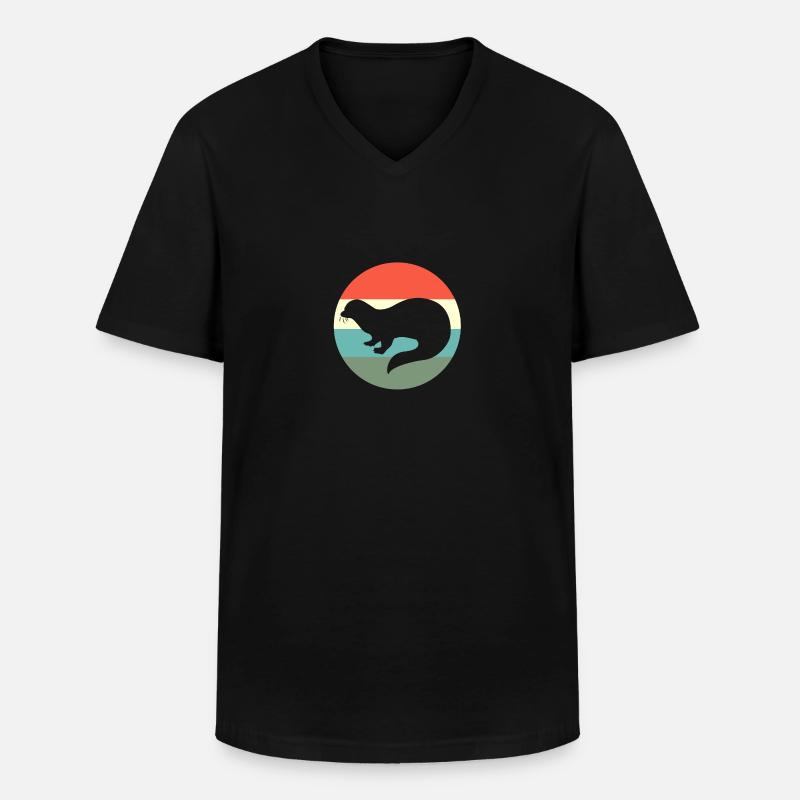 Otter - Männer-T-Shirt mit V-Ausschnitt - Schwarz