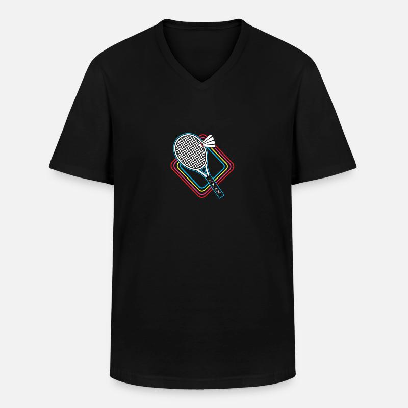 Badminton - Männer-T-Shirt mit V-Ausschnitt - Schwarz