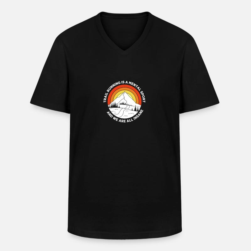 Trailrunning - Männer-T-Shirt mit V-Ausschnitt - Schwarz