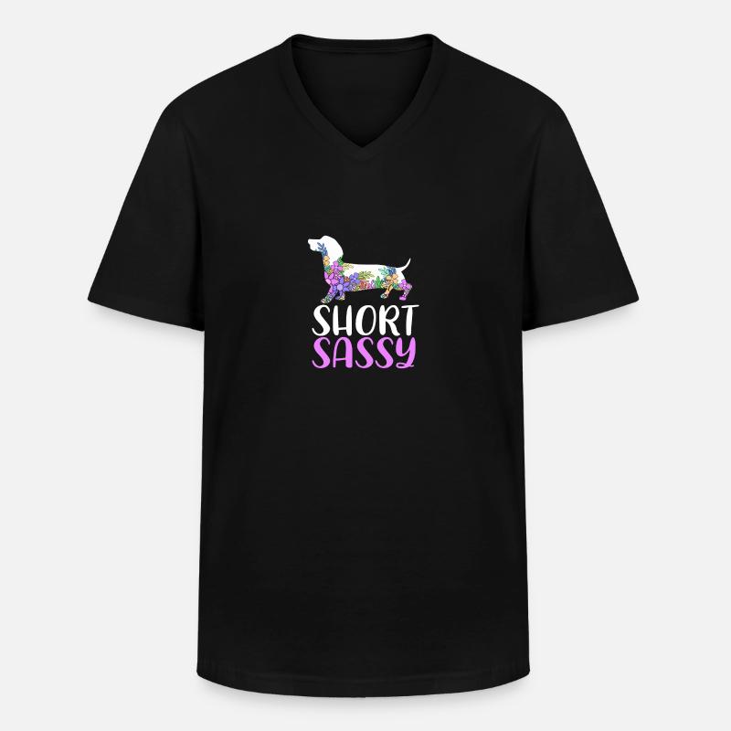 Dackel - Männer-T-Shirt mit V-Ausschnitt - Schwarz