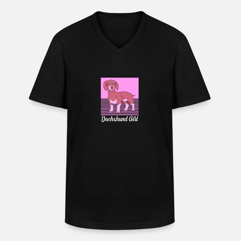 Dackel - Männer-T-Shirt mit V-Ausschnitt - Schwarz
