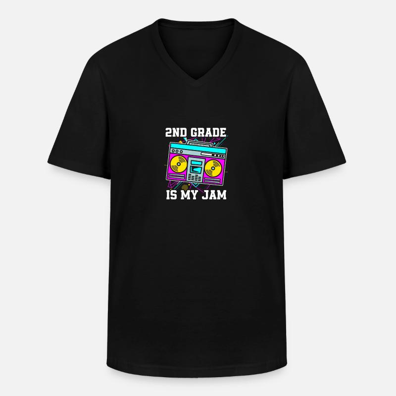 2. Klasse - Männer-T-Shirt mit V-Ausschnitt - Schwarz