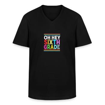 6. Klasse - Männer-T-Shirt mit V-Ausschnitt - Schwarz - Vorne - AI Model Male 178 dark (178cm)