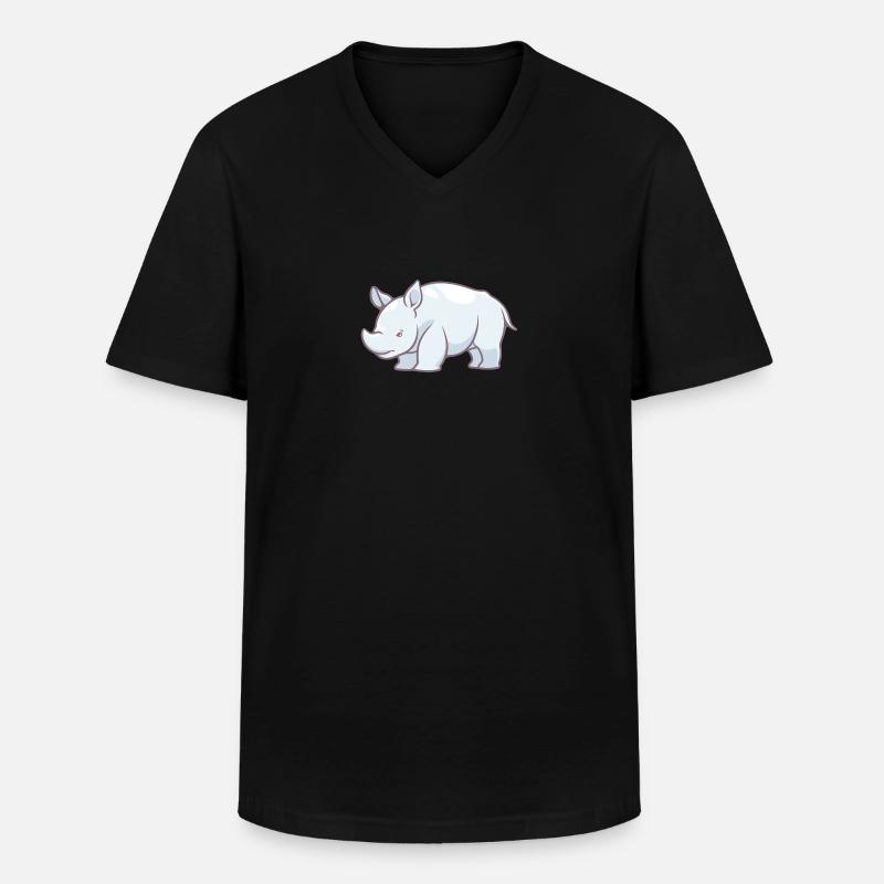 Rhinozeros - Männer-T-Shirt mit V-Ausschnitt - Schwarz