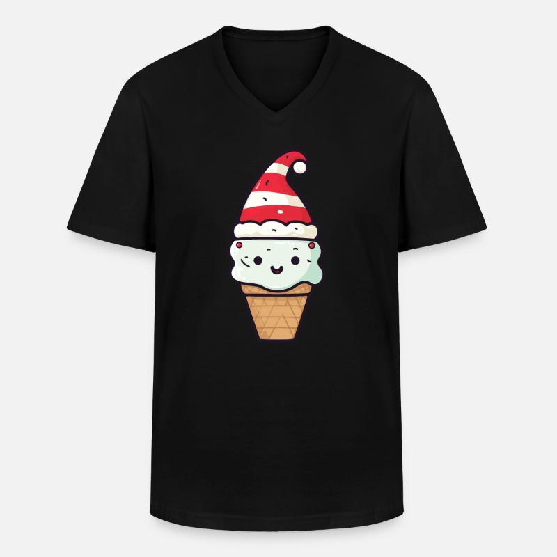 Eiskreme Weihnachten Comic - Männer-T-Shirt mit V-Ausschnitt - Schwarz