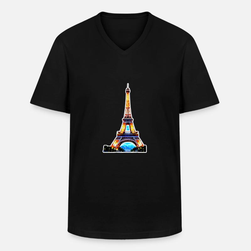 Eiffelturm #7 - Männer-T-Shirt mit V-Ausschnitt - Schwarz