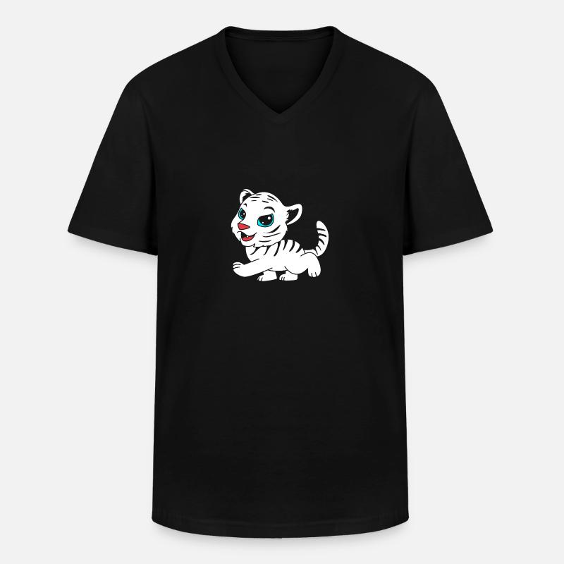 Weißer Tiger - Männer-T-Shirt mit V-Ausschnitt - Schwarz
