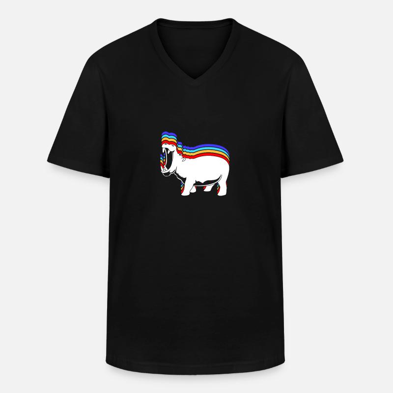Nilpferd - Männer-T-Shirt mit V-Ausschnitt - Schwarz